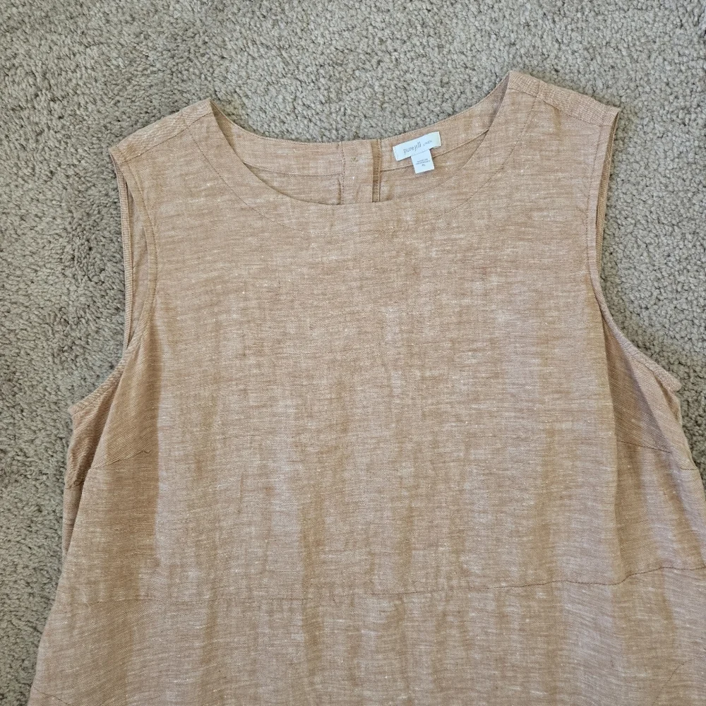 Pure Jill 100% Linen A Line Maxi Dress  Sable Sleeveless Pockets‎ Lagenlook XL - Picture 7 of 15